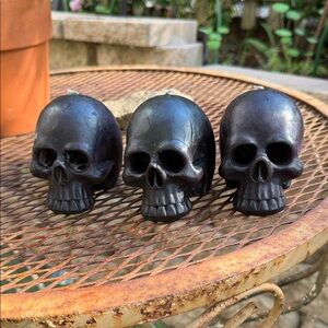 Black Skull Candles Set of 3